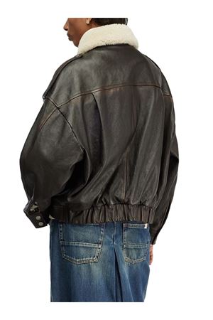Brown leather bomber jacket SEMI COUTURE | Y5WT24U890